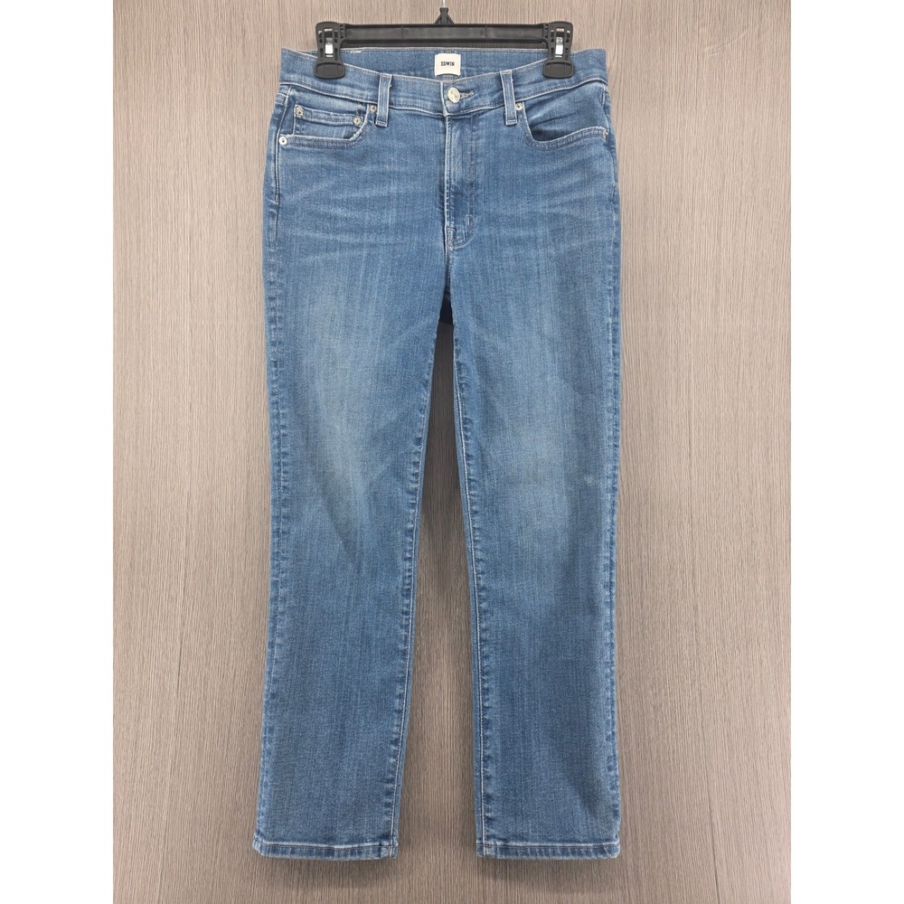 Edwin Bree Straight Leg Crop Mid Rise Blue Jeans Womens 27